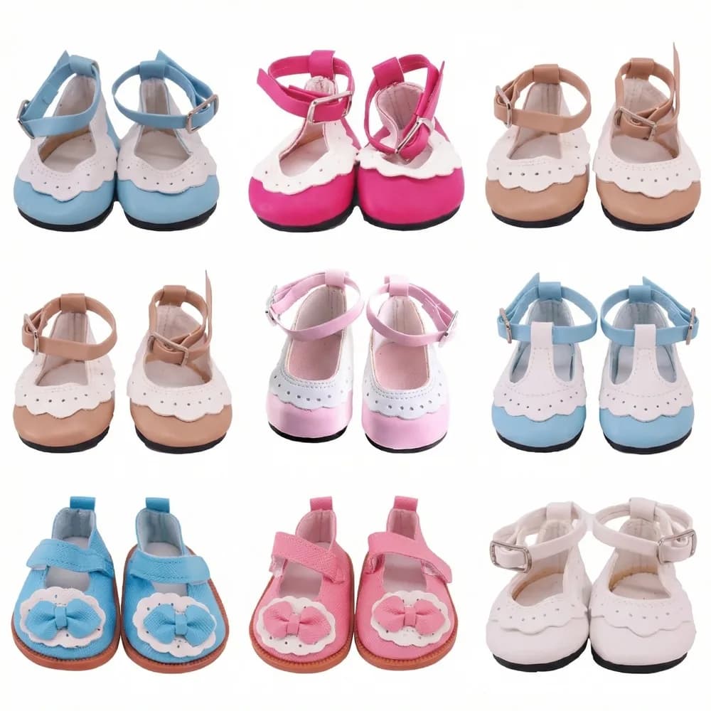 Suitable For 18 Inch Dolls, 43cm Doll Shoes, Sweet And Fashionable Lace Leather Shoes, Bow Leather Shoes, Children's Gifts