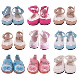 Suitable For 18 Inch Dolls, 43cm Doll Shoes, Sweet And Fashionable Lace Leather Shoes, Bow Leather Shoes, Children's Gifts