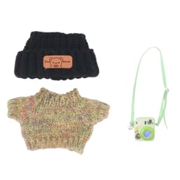 For Labubu Doll Headband+Sweater+Camera Warm Cute Outfit Accessories For 17CM Plush Doll Clothes,Festival Birthday Gift Girl Toy