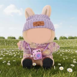 For Labubu Doll Headband+Sweater+Camera Warm Cute Outfit Accessories For 17CM Plush Doll Clothes,Festival Birthday Gift Girl Toy