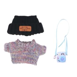 For Labubu Doll Headband+Sweater+Camera Warm Cute Outfit Accessories For 17CM Plush Doll Clothes,Festival Birthday Gift Girl Toy