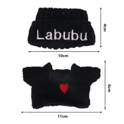 For Labubu Doll Headband+Sweater+Camera Warm Cute Outfit Accessories For 17CM Plush Doll Clothes,Festival Birthday Gift Girl Toy