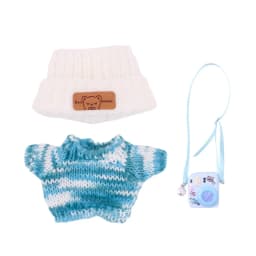 For Labubu Doll Headband+Sweater+Camera Warm Cute Outfit Accessories For 17CM Plush Doll Clothes,Festival Birthday Gift Girl Toy