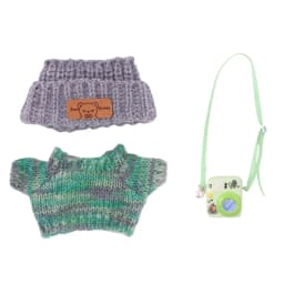 For Labubu Doll Headband+Sweater+Camera Warm Cute Outfit Accessories For 17CM Plush Doll Clothes,Festival Birthday Gift Girl Toy