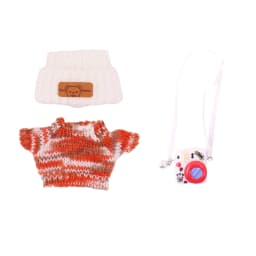 For Labubu Doll Headband+Sweater+Camera Warm Cute Outfit Accessories For 17CM Plush Doll Clothes,Festival Birthday Gift Girl Toy