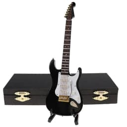 1/6 Dollhouse Miniature Wooden Electric Guitar With Stand Model Instrument Toy
