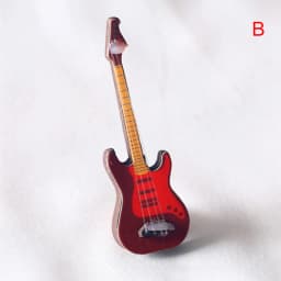 1/6 Dollhouse Miniature Wooden Electric Guitar With Stand Model Instrument Toy