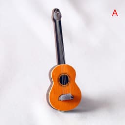 1/6 Dollhouse Miniature Wooden Electric Guitar With Stand Model Instrument Toy