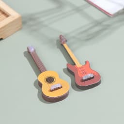 1/6 Dollhouse Miniature Wooden Electric Guitar With Stand Model Instrument Toy