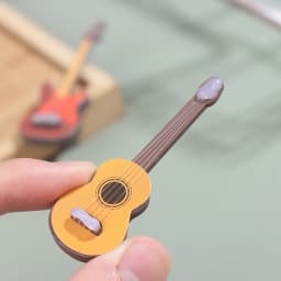 1/6 Dollhouse Miniature Wooden Electric Guitar With Stand Model Instrument Toy