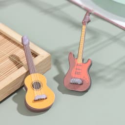 1/6 Dollhouse Miniature Wooden Electric Guitar With Stand Model Instrument Toy