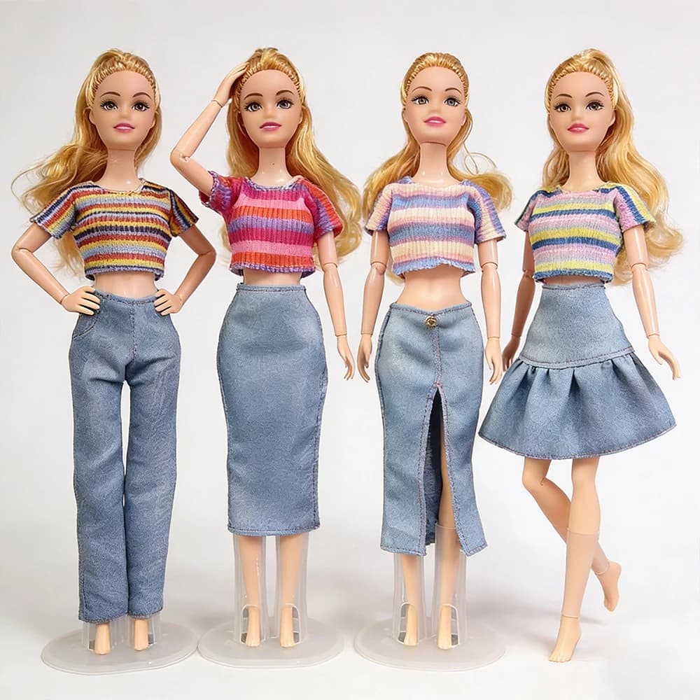 4 Sets Fashion Casual Clothes for 11.5 Inch/30cm Doll Comfortable Doll Outfit Dress Up Accessories Sweet Princess Style DIY