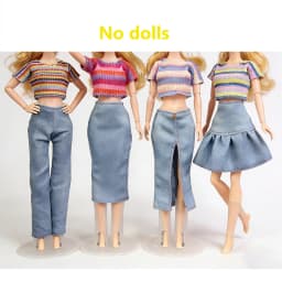 4 Sets Fashion Casual Clothes for 11.5 Inch/30cm Doll Comfortable Doll Outfit Dress Up Accessories Sweet Princess Style DIY