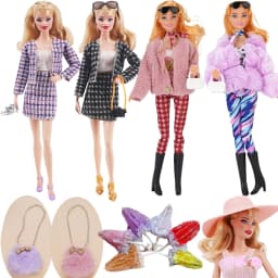 30CM Doll Clothes Plush Coat Long Boots Fashion Coat Top Skirt Plush Bag Lace Umbrella Hat Girl DIY Toy Gifts For 11.8inch Doll