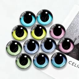 6pairs Round 8/10/12/14/16/ 20MM Glass Dragon Cat Eyes Cabochon Charms Accessory Glass DIY Multi Color Doll Eyes Pattern Crafts