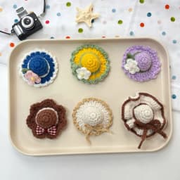 Handmade Crochet Sun Hat Assortment 6 Styles for 10cm Cotton Doll & 13cm Plush Toy Self-Mock Bear Plush Toy Accessories