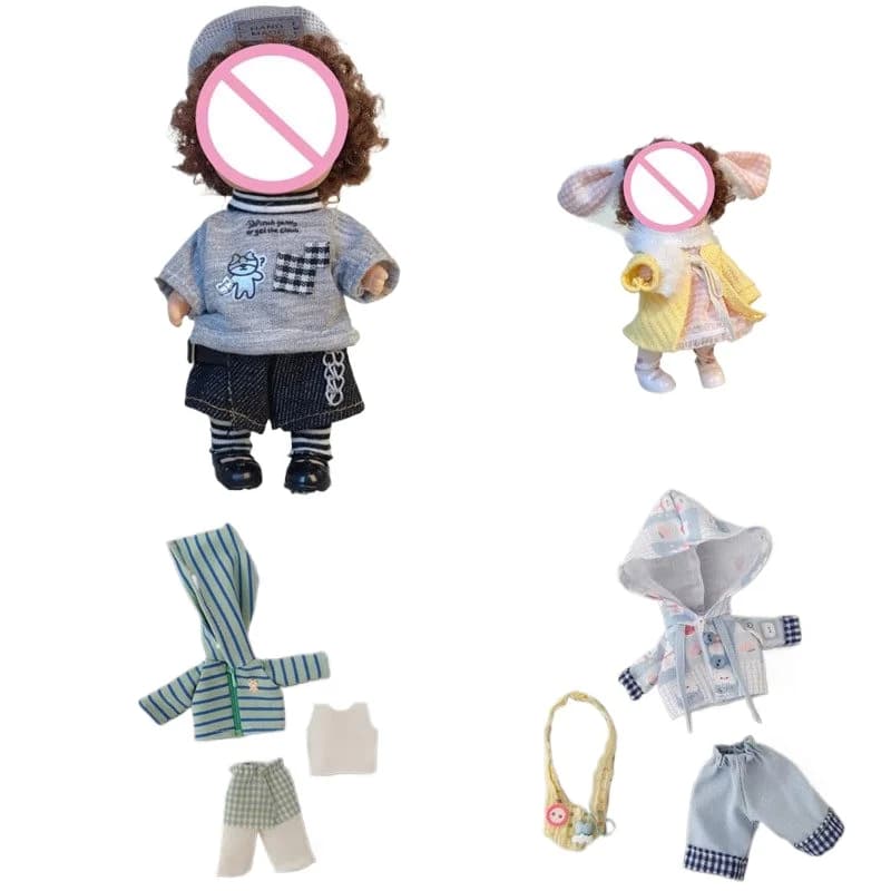 Doll's Clothes Suitable for 14cm Mini Potato 16cm BJD Dress Up Set Skirt Pants Toy Accessories(Only Clothes,no Doll)