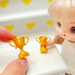 Mini Golden Trophy Miniature Ornament Cute Decor Toy for Dollhouse Decoration Diorama Scene Making Handmade Craft Accessories