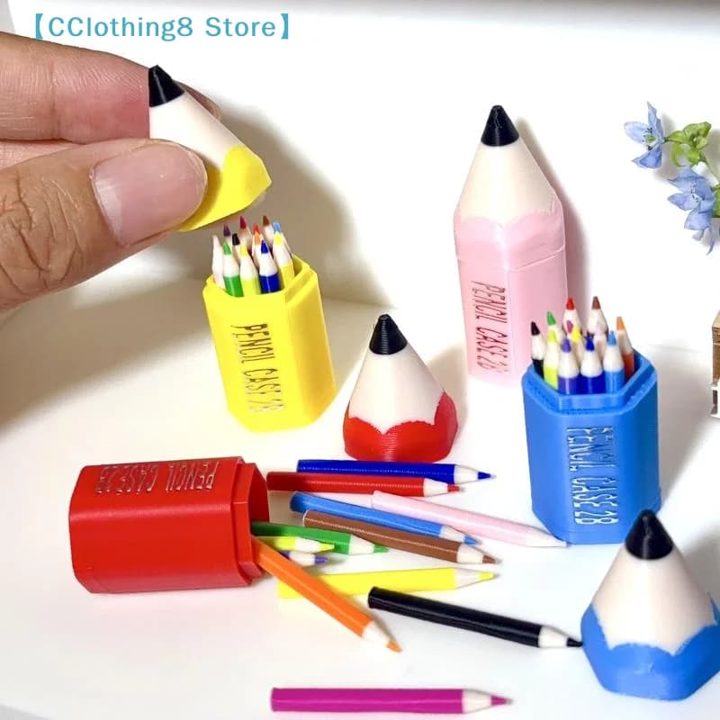 10/12Pcs Kid Pretend Play Toy Dollhouse Miniature Colored Pen Mini Pencil School Supplies Model Doll House Accessories【AliS8】