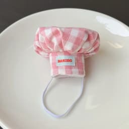 2 Styles Grid Chef Hat & Apron for 10cm Plush Doll Baking Costume Set or Single Piece Pink Blue