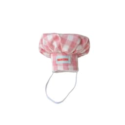 2 Styles Grid Chef Hat & Apron for 10cm Plush Doll Baking Costume Set or Single Piece Pink Blue