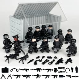 12 hot suits swat figurine puzzle small particles assembled building blocks toy anti-terrorism container DIY accessories