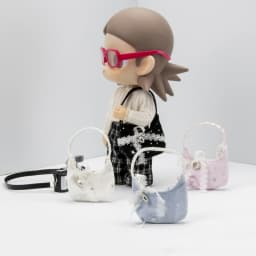 Cute Delicate Solid-Color Square Handbag for Dolls with Gold Chain Decoration Mini Leather Bag