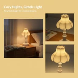 1:12 Dollhouse Miniature Flower Bud Table Lamp Night Light Furniture Home Model Decor Toy Doll House Accessories