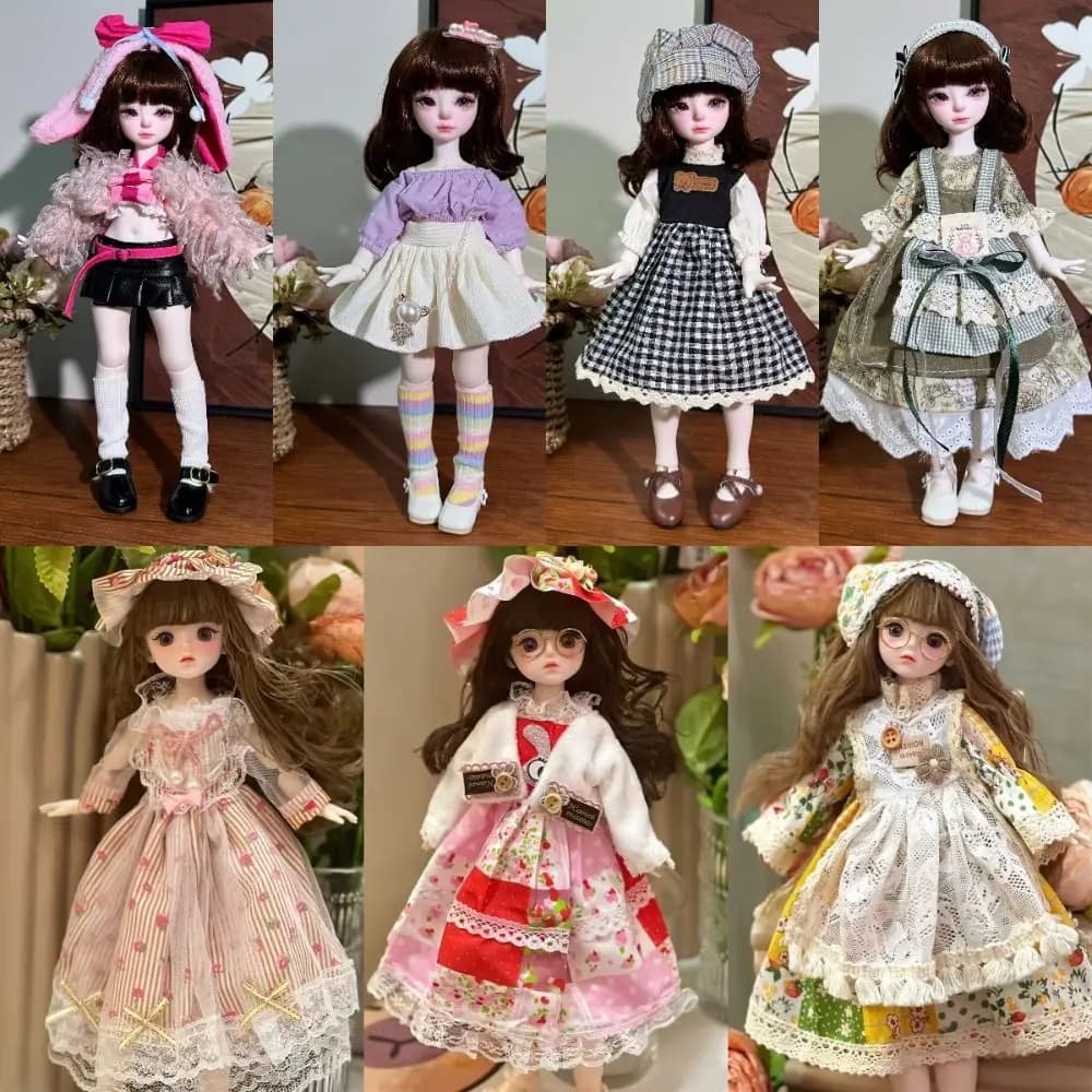 Sweet 1/6 30cm Doll 1/6 BJD Skirt Handmade DIY Doll'S Lolita Dress Replace Kids Gift 30cm Doll Clothes Cotton Doll