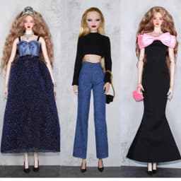 Fashion Doll Outfits Set For 30cm BJD Dolls Fur Coat Top Skirt Pretty Dress For 1/6 BB FR Doll Clothes DIY Accessories