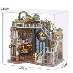 Zuuton DIY Miniature Magic Doll House Kit Wooden Gothic Clock Tower Building Model with LED Light Creative Gift for Home Decor