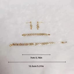 1/6 Doll Jewellery Parts Metal Magnetic Leaf-shaped Earrings+ Necklace + Waist Chain Set For 30cm Babi Xianxian Supermodel Doll