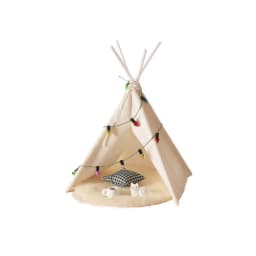 1:12/OB11 Scale Dollhouse Mini Teepee Tent, Camping Scene Model with Fairy Lights, Dollhouse Outdoor & Indoor Scene Accessory