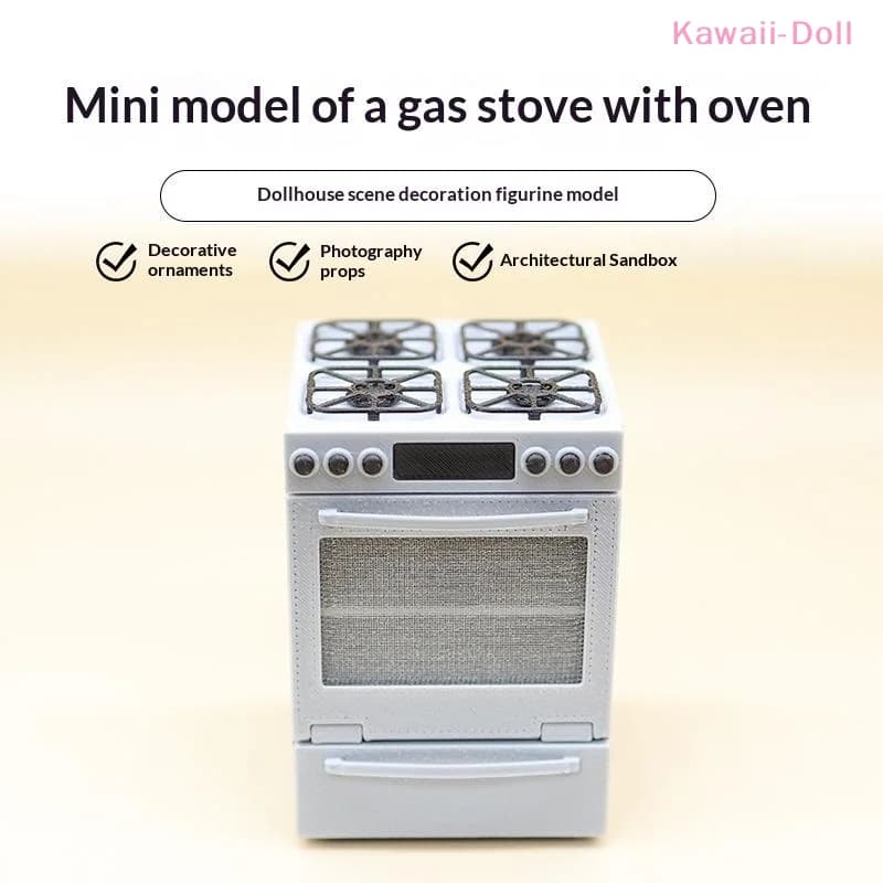 1/12 Dollhouse Miniature Gas Stove With Oven Model Kitchen Scene Decoration Dollhouse Sand Table Photo Props Pretend Play Toys