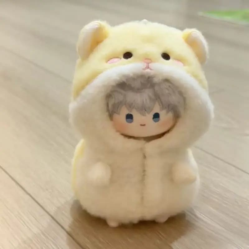 10cm Doll Clothes Cartoon Hamster Yellow Doll Jumpsuits Set Changing Dress Game Cosplay Miniature Pajamas Cotton Stuffed Doll