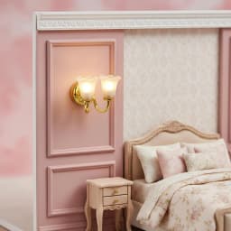 Double Head Dollhouse Wall Lamp Built-in Button 1:12 Scale Battery Operated Brightness Battery Powered Mini Lamp Metal
