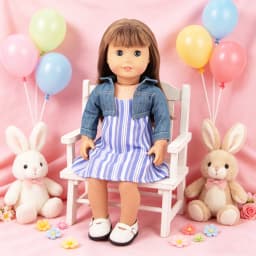 Cute Doll Clothes Set Denim Jacket Outfit,Bear Jumpsuit,Striped Dress& Party Gown for 18"American & 43cm Baby Newborn Girl Dolls