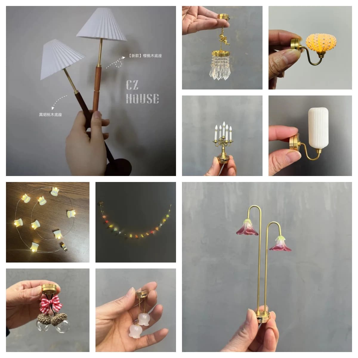 27 Styles Miniature Lights for Dollhouse: Christmas Bells, Ghost Lanterns & Flower Lamps - 1:12 Scale BJD Room Decor