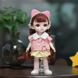 For 1/8 BJD Doll Cute Animal Puppy Coat Hat Bag Set Outfit Clothing Sexy Plush Leopard Print Jacket Clothes For 16 17cm Doll