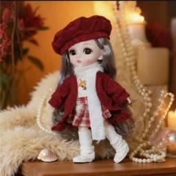 For 1/8 BJD Doll Cute Animal Puppy Coat Hat Bag Set Outfit Clothing Sexy Plush Leopard Print Jacket Clothes For 16 17cm Doll