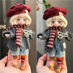 For 1/8 BJD Doll Cute Animal Puppy Coat Hat Bag Set Outfit Clothing Sexy Plush Leopard Print Jacket Clothes For 16 17cm Doll
