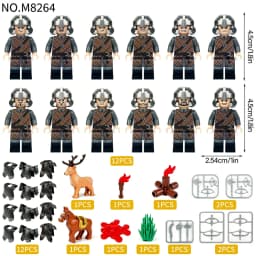 M8264 Werewolf Regiment Hunting Deer Viking Kids Assembling Small Pellet Building Block Toys