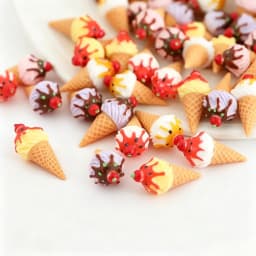 10PCS Cute Dollhouse Miniature Jam Ice Cream Cone Model Kitchen Food Accessories For Doll House Decor Kids Pretend Play Toys