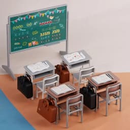 1 Set Mini School Desk Chalkboard Chair Schoolbags Model For Doll House School Furniture Decor Dollhouse Classroom Accessories
