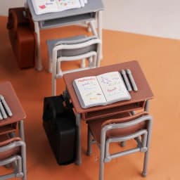 1 Set Mini School Desk Chalkboard Chair Schoolbags Model For Doll House School Furniture Decor Dollhouse Classroom Accessories