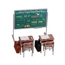 1 Set Mini School Desk Chalkboard Chair Schoolbags Model For Doll House School Furniture Decor Dollhouse Classroom Accessories