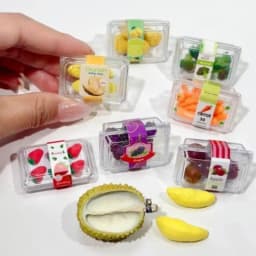 [F] 1 Set Doll Accessories Toys New 1/6 Dollhouse Miniature Food Supermarket Vegetable Fruit With Clear Box