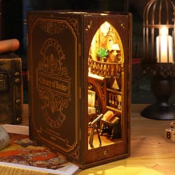DIY Book Nook Insert Kits Wooden DollHouse Building Toys Magic House Casa Bookend With LED Lights Bookshelf Home Decoration Gift