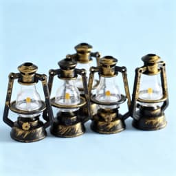 5PCS 1:12 1:6 Scale Miniature Oil Lamp Dollhouse Accessories Mini Lantern Doll House Decor Scene Ornaments Pretend Play