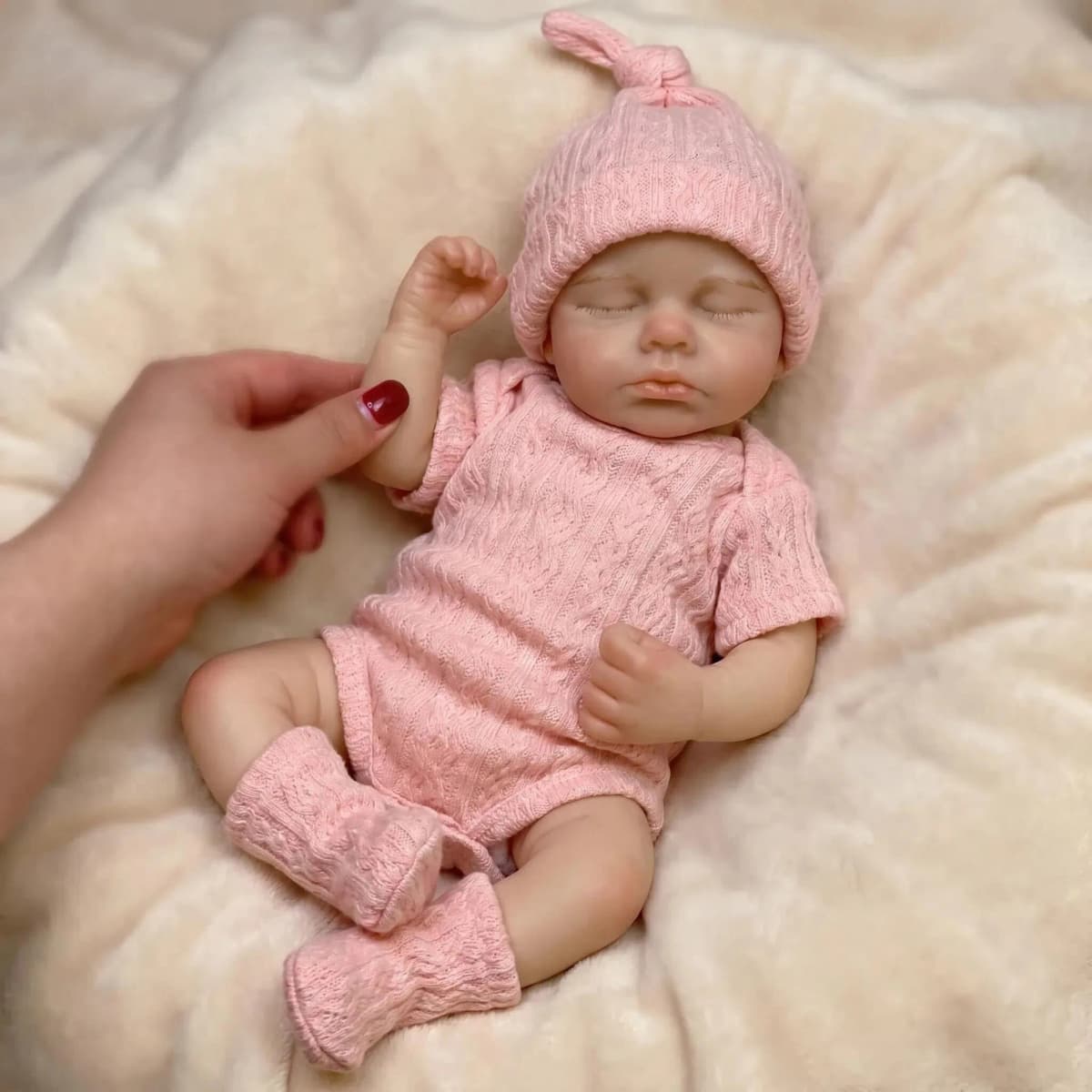 NPK 6-Inch Platinum Silicone Doll Loulou with Mini Accessories Soft Elastic Palm Handy Full Solid Collectible Toy